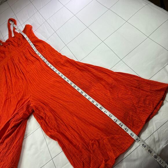 Anthropologie Maeve Jumpsuit Womens 8 Red Proust Halter Wide Leg Crop Keyhole - Picture 13 of 14